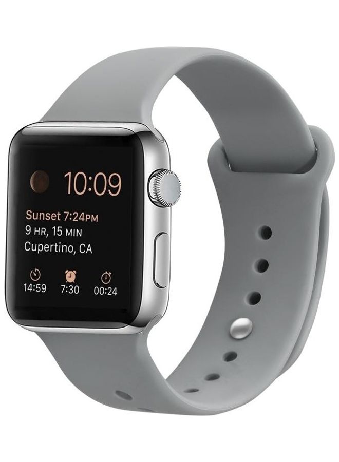 BGM Silicone Replacement Watchband For Apple Watch Series 6/SE/5/4 44mm - 3/2/1 42mm Grey - Image 3