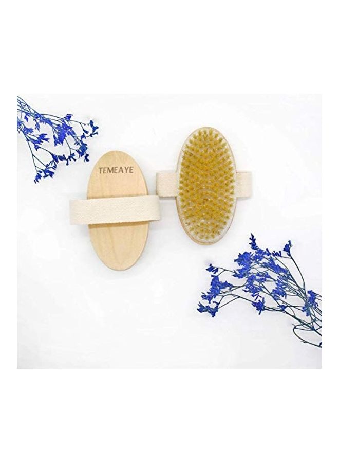 TEMEAYE Dry brush body brush-Gentle exfoliation Set of 2 White/Yellow 0.3X15X1.1inch - Image 1