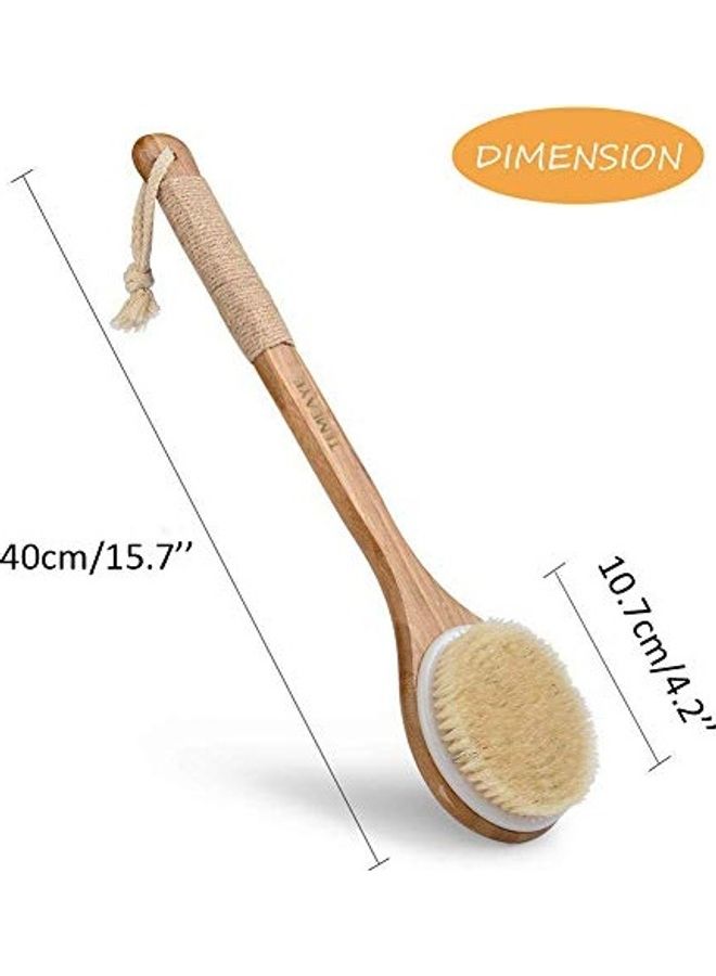 TEMEAYE Dry brush body brush-Gentle exfoliation Set of 2 White/Yellow 0.3X15X1.1inch - Image 3