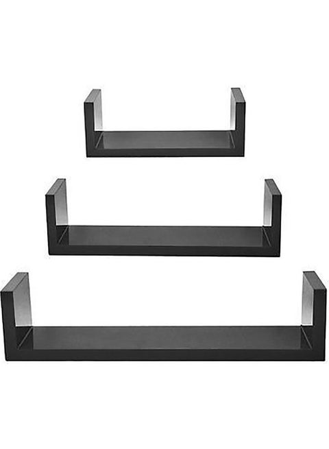 3-Piece Wall Mounted Floating Shelves Black