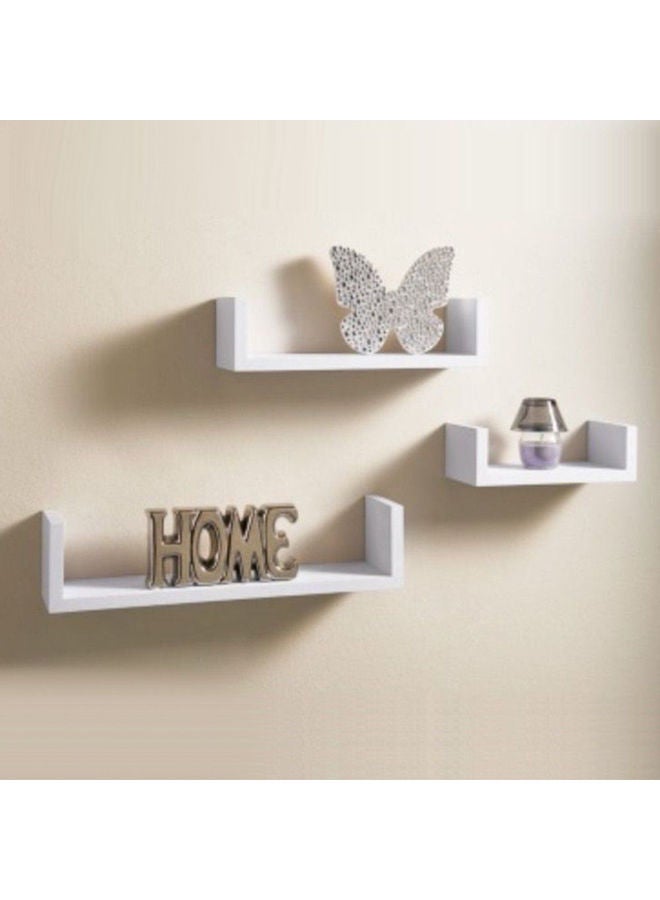 MODERN HOME - 3-Piece Wall Mounted Floating Shelves White - Image 1