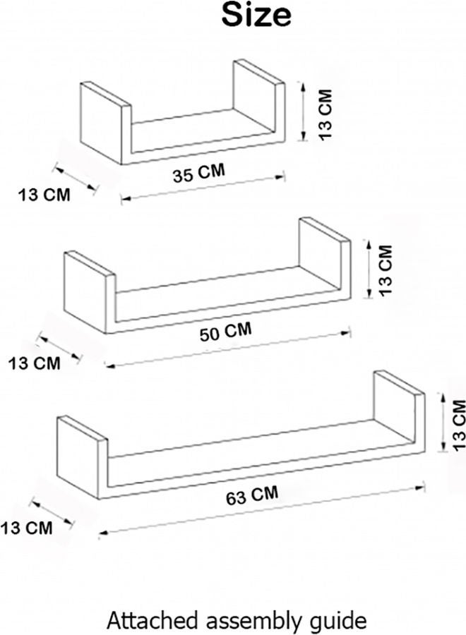 MODERN HOME - 3-Piece Wall Mounted Floating Shelves White - Image 1
