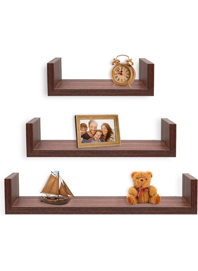 MODERN HOME - 3-Piece Wall Mounted Floating Shelves Brown - Image 1
