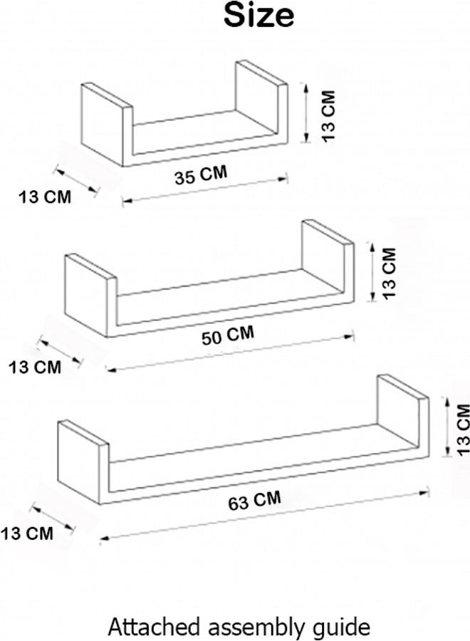 MODERN HOME - 3-Piece Wall Mounted Floating Shelves Brown - Image 1