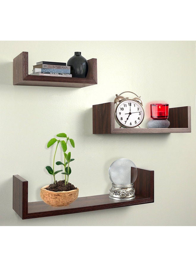 MODERN HOME - 3-Piece Wall Mounted Floating Shelves Brown - Image 1
