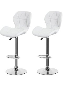 أيه كيه أف كرسي للبار بتصميم ماسي من قطعتين أبيض 40D x 50W x 110Hسم  - Image 1