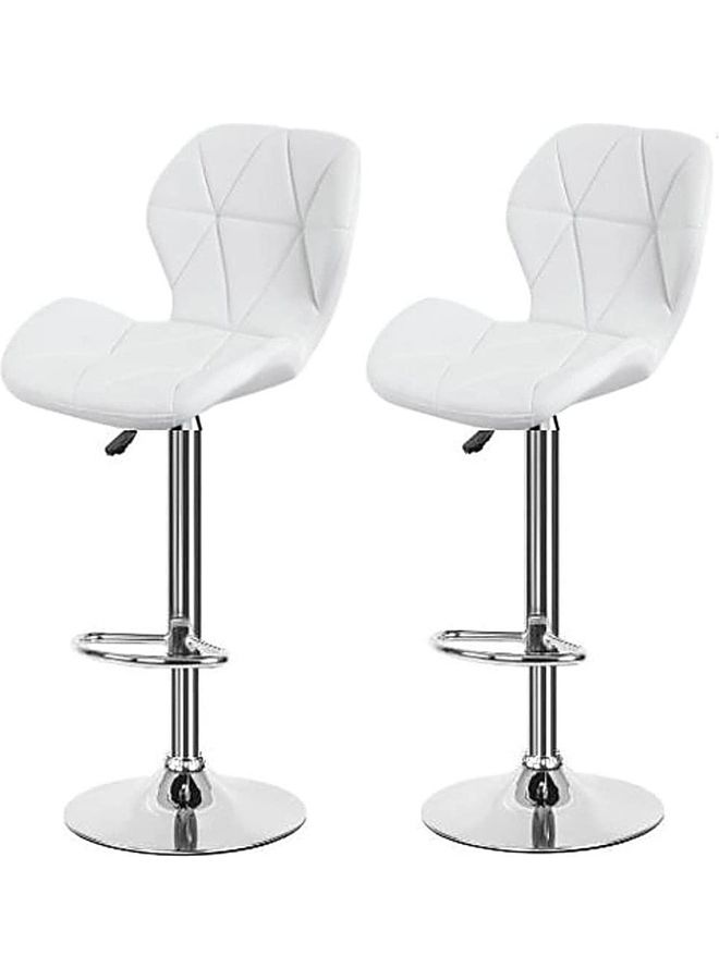 أيه كيه أف كرسي للبار بتصميم ماسي من قطعتين أبيض 40D x 50W x 110Hسم  - Image 1