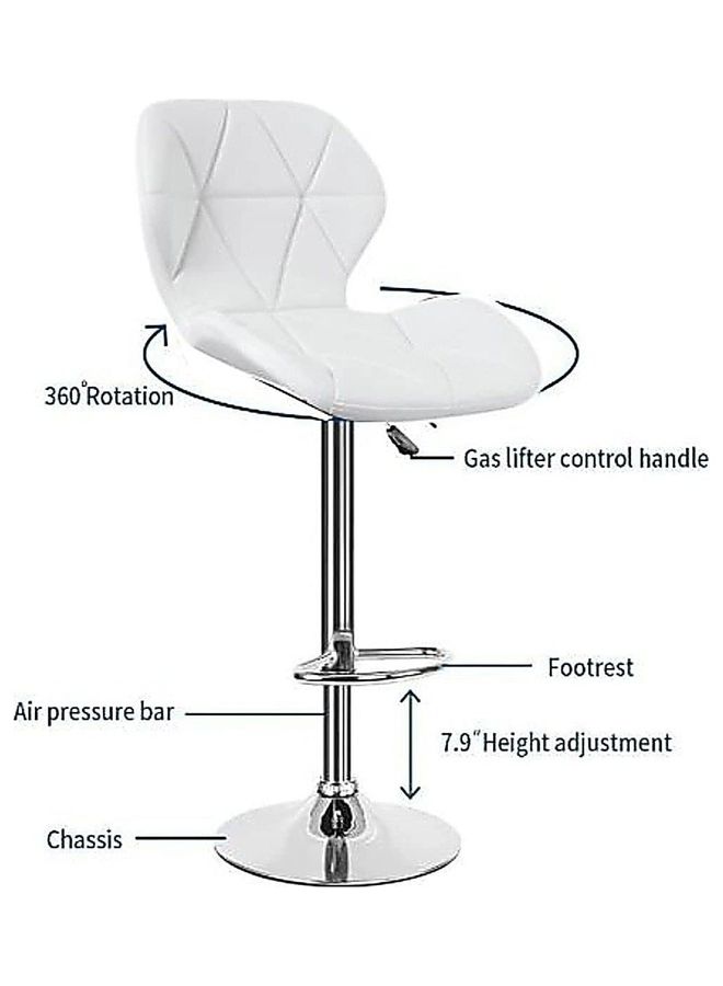 أيه كيه أف كرسي للبار بتصميم ماسي من قطعتين أبيض 40D x 50W x 110Hسم  - Image 2