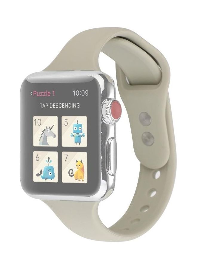 BGM Thin Silicone Double Buckle Replacement Wrist Strap For Apple Watch Series 5/4/3/2/1 Retro White  - Image 2