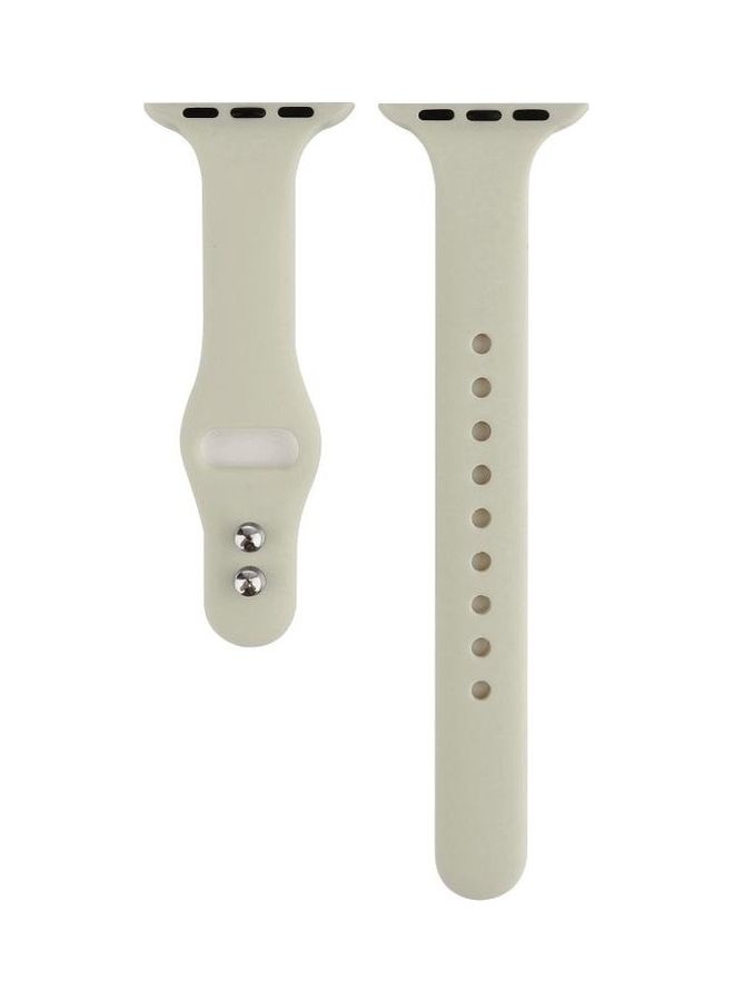 BGM Thin Silicone Double Buckle Replacement Wrist Strap For Apple Watch Series 5/4/3/2/1 Retro White  - Image 1