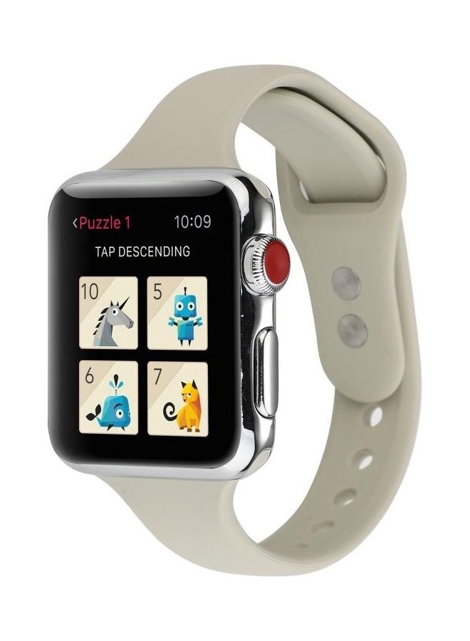 BGM Thin Silicone Double Buckle Replacement Wrist Strap For Apple Watch Series 5/4/3/2/1 Retro White  - Image 3