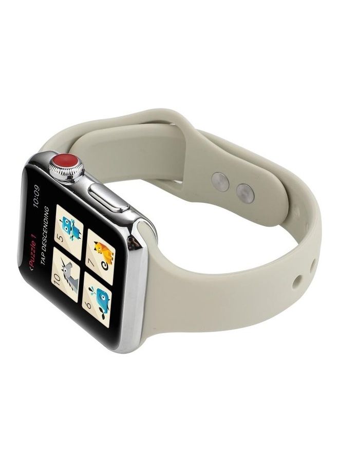 BGM Thin Silicone Double Buckle Replacement Wrist Strap For Apple Watch Series 5/4/3/2/1 Retro White  - Image 5