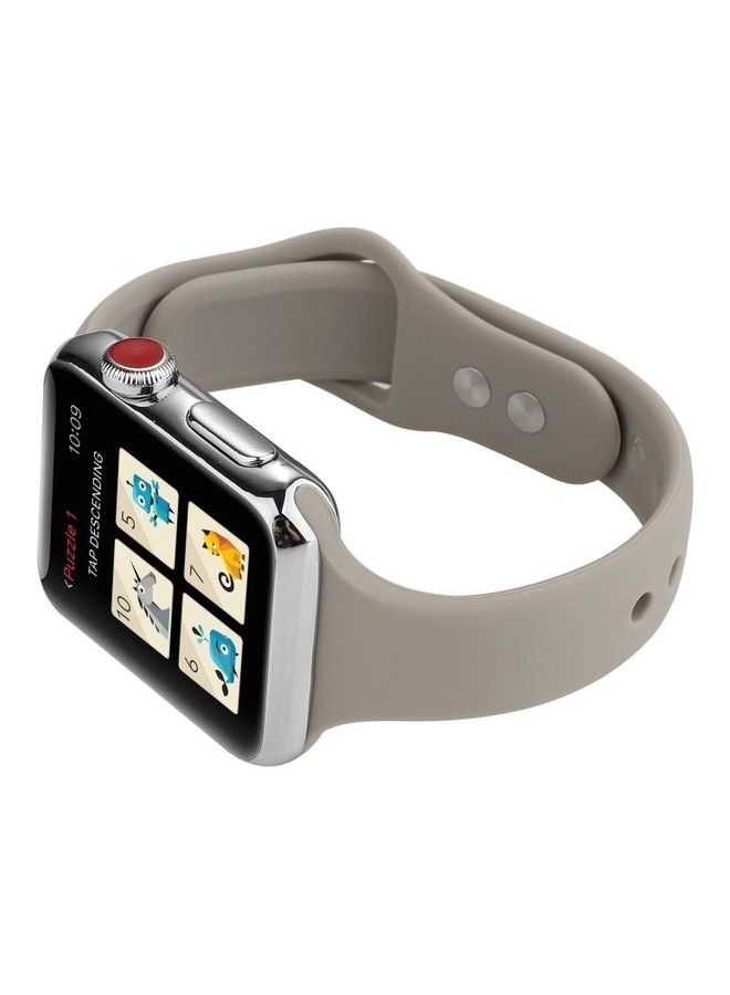 BGM Thin Silicone Double Buckle Replacement Wrist Strap For Apple Watch Series 5/4/3/2/1 Rock Grey - Image 5