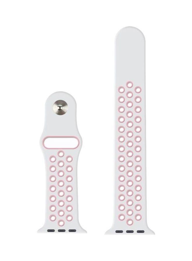BGM Silicone Replacement Band For Apple Watch Series 6/SE/5/4 44mm And 3/2/1 42mm White/Pink - Image 2