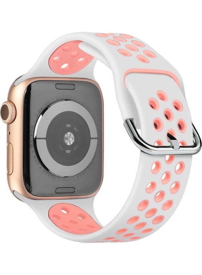 BGM Silicone Replacement Band For Apple Watch Series 6/SE/5/4 40mm And 3/2/1 38mm White/Pink - Image 1