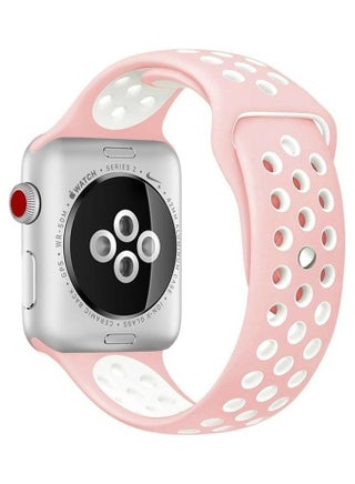 Replacement Strap For Apple Watch Series SE/6/5/4 40mm And 3/2/1 38mm Pink/White - v1629156375/N50146384A_1