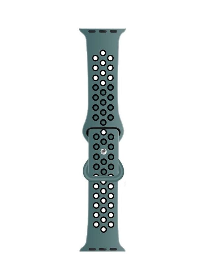 BGM Butterfly Buckle Dual-Tone Silicone Replacement Watchband For Apple Watch Series 6/SE/5/4 44mm - 3/2/1 42mm Light Blue/Black - Image 1