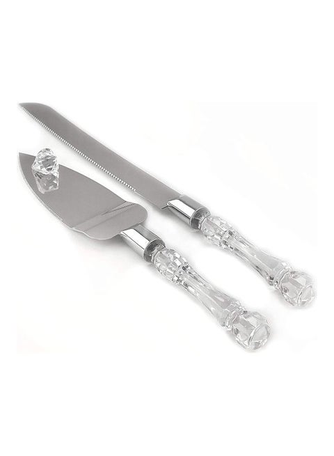 2-Piece Cake Knife With Acrylic Handle Set Silver