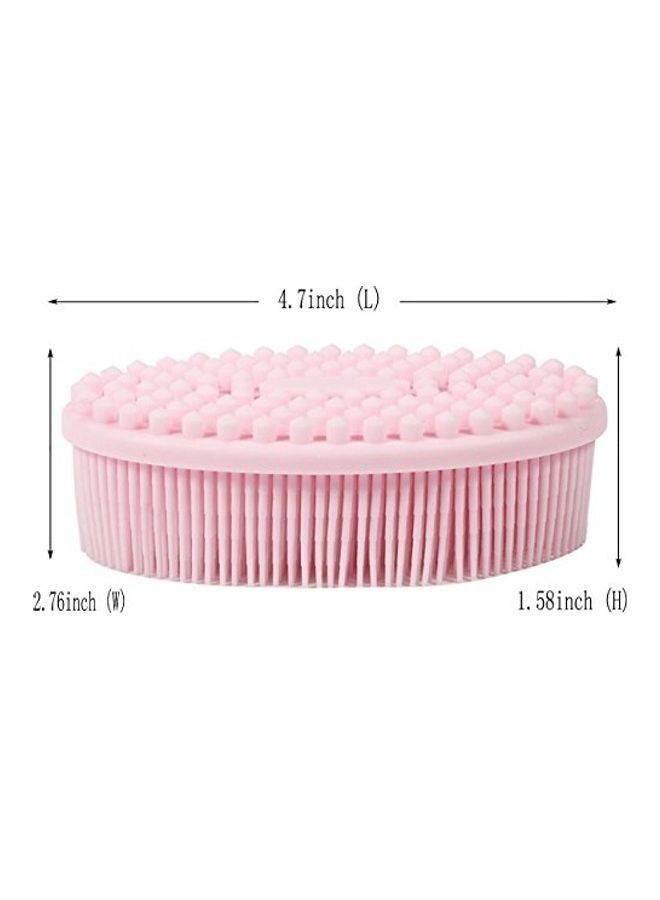 GoWorth 100% Silicone Bath and Shower Loofah Brush For Gentel Scrub Pink 4.5X1.3X2.9inch  - Image 1