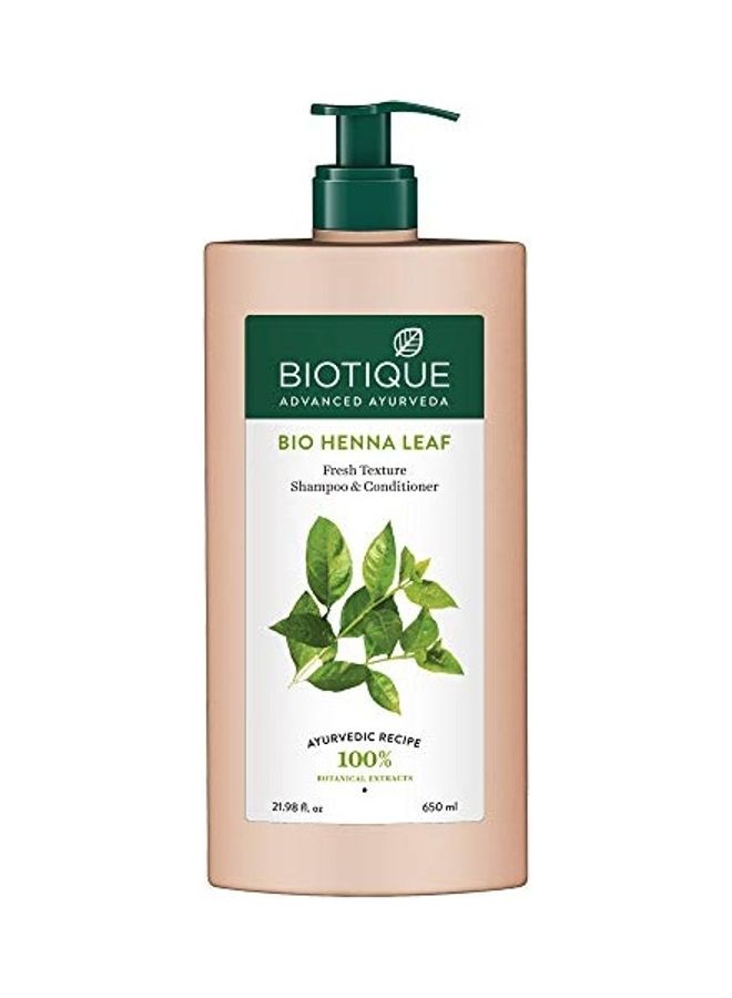 Biotique Bio Henna Leaf Fresh Texture Shampoo and Conditioner Multicolour 650ml  - Image 1