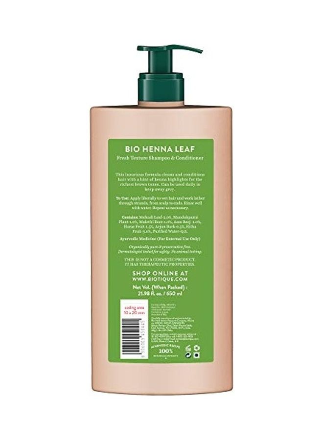 Biotique Bio Henna Leaf Fresh Texture Shampoo and Conditioner Multicolour 650ml  - Image 2