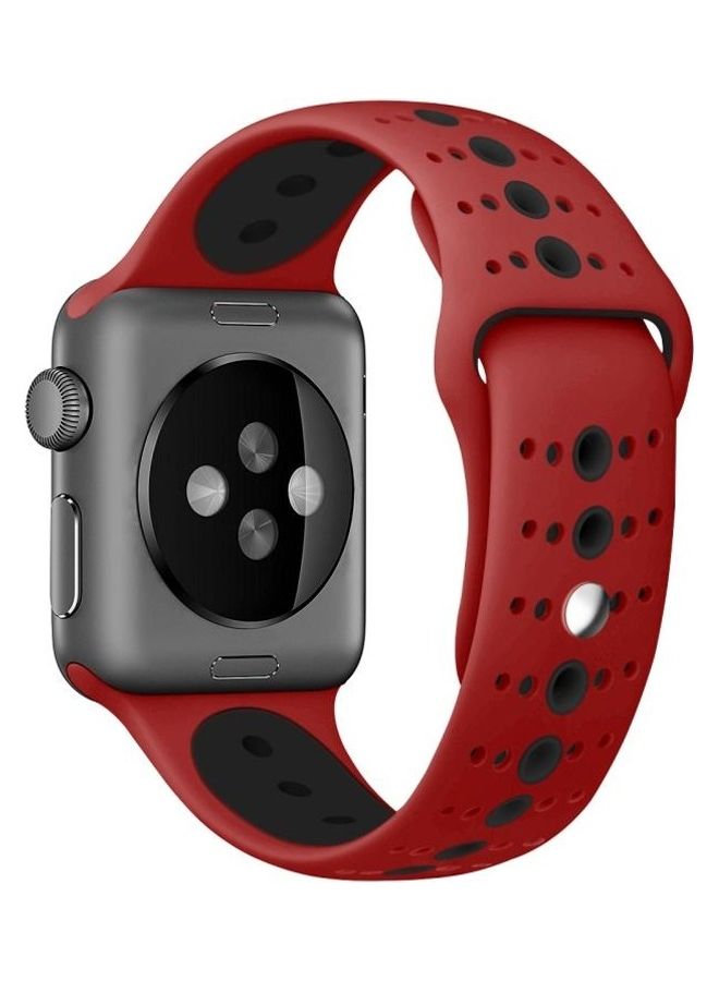 BGM Replacement Wrist Strap For Apple Watch Series 6/SE/5/4 40mm And 3/2/1 38mm Red/Black - Image 1