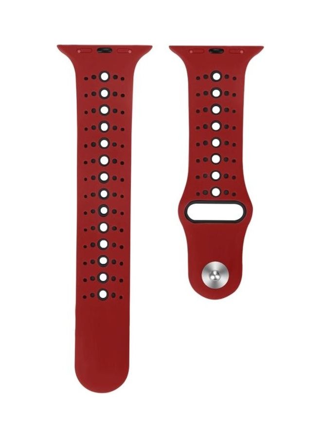 BGM Replacement Wrist Strap For Apple Watch Series 6/SE/5/4 40mm And 3/2/1 38mm Red/Black - Image 2