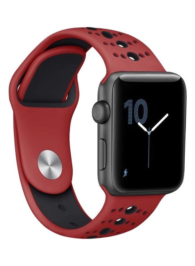 BGM Replacement Wrist Strap For Apple Watch Series 6/SE/5/4 40mm And 3/2/1 38mm Red/Black - Image 4