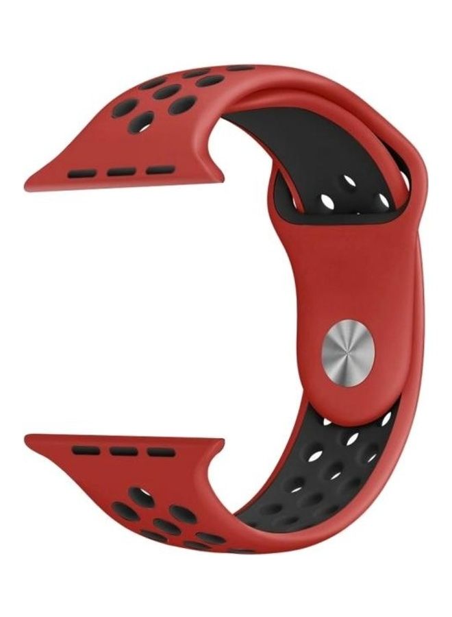 BGM - Replacement Wrist Strap For Apple Watch Series 6/SE/5/4 44mm And 3/2/1 42mm Red/Black - Image 1