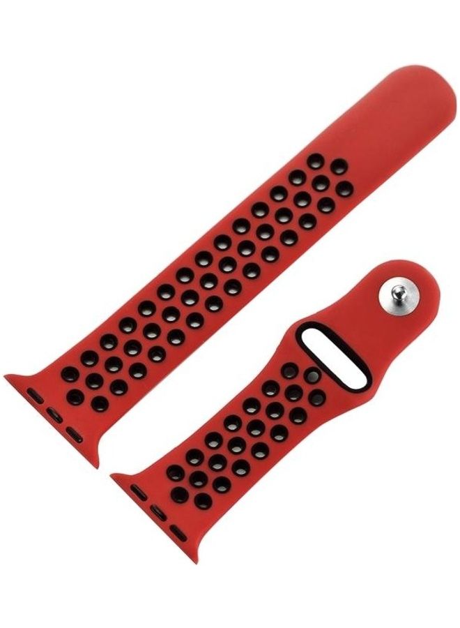 BGM - Replacement Wrist Strap For Apple Watch Series 6/SE/5/4 44mm And 3/2/1 42mm Red/Black - Image 1