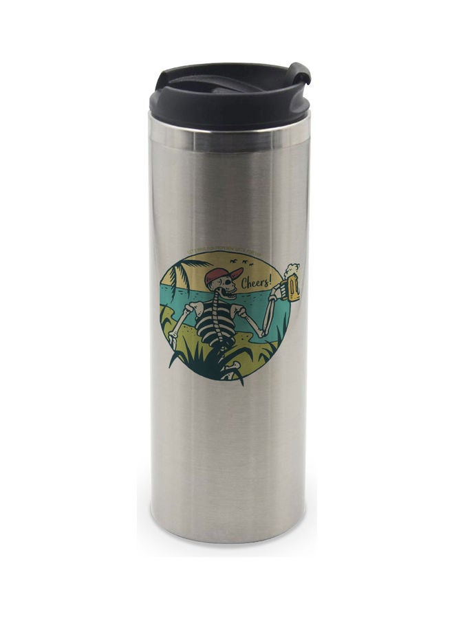 LIT Printed Beach Skeleton Tumbler Silver - Image 1
