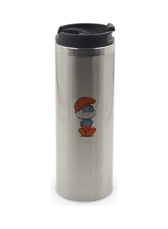 LIT Papa Smurfs Printed Tumbler With Lid Silver/Black/Blue - Image 1