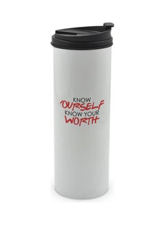 LIT Know Yourself Quote Know Your Worth Printed Tumbler With Lid Multicolour 400ml  - Image 1
