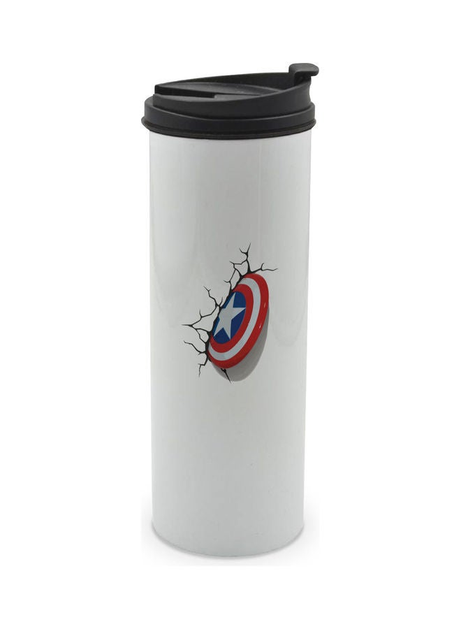 LIT Captain America Shield Printed Tumbler With Lid Multicolour 400ml  - Image 1