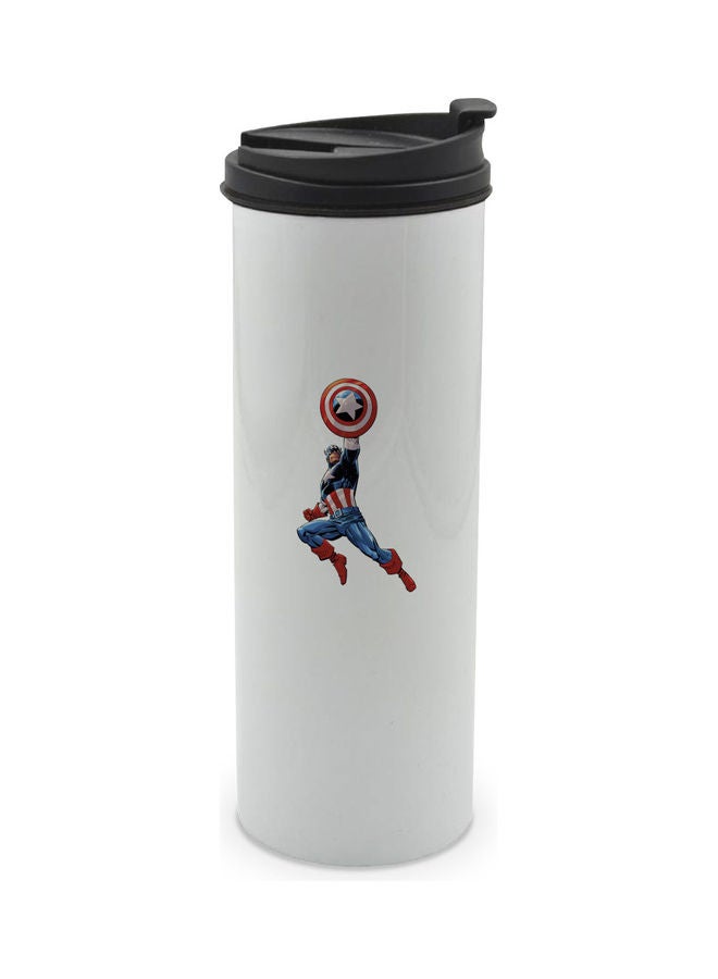 LIT Flying Captain America Printed Tumbler With Lid Multicolour 400ml  - Image 1