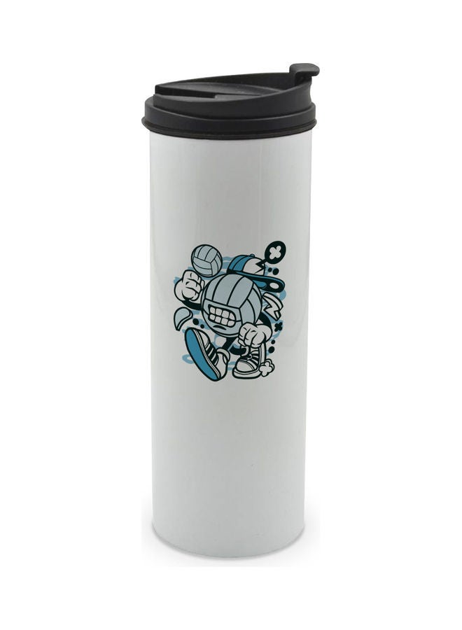 ليت كوب بتصميم مطبوع عليه كرة طائرة ومزود بغطاء أبيض/ أسود/ أزرق - Image 1