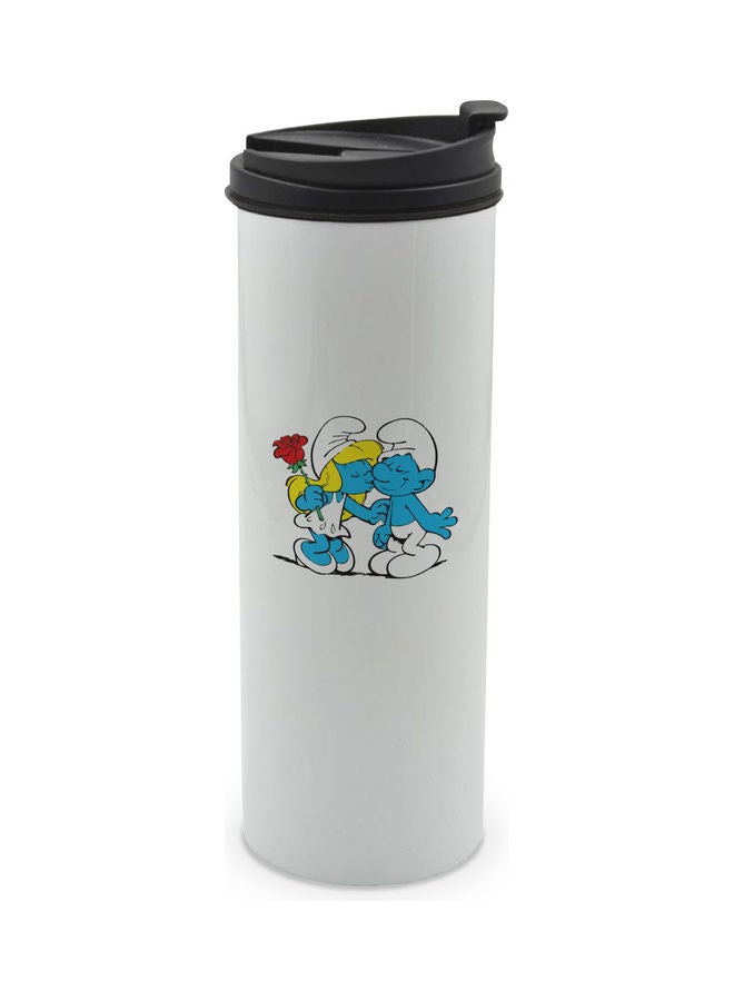 LIT Smurf Printed Tumbler With Lid White/Black/Blue - Image 1