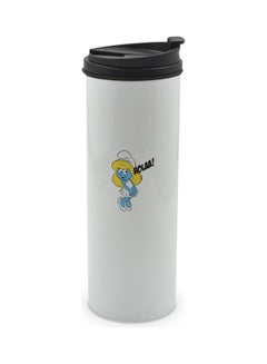 LIT Smurf Printed Tumbler With Lid White/Black/Blue  - Image 1