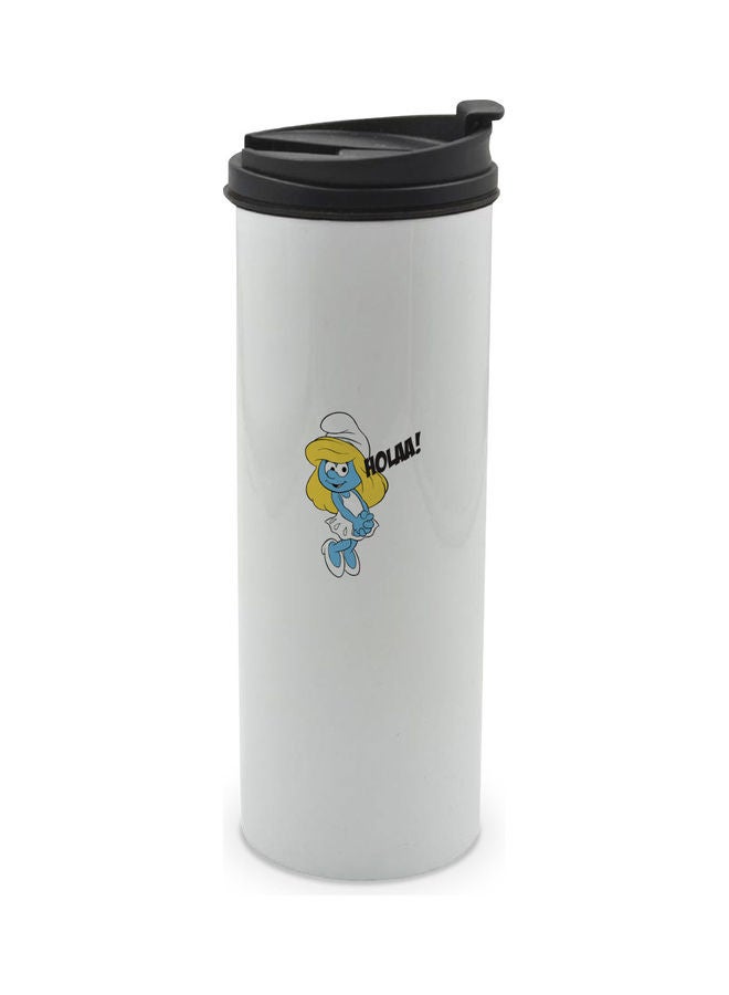 LIT Smurf Printed Tumbler With Lid White/Black/Blue - Image 1