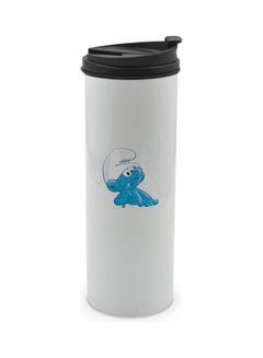 LIT Smurf Printed Tumbler With Lid White/Black/Blue  - Image 1