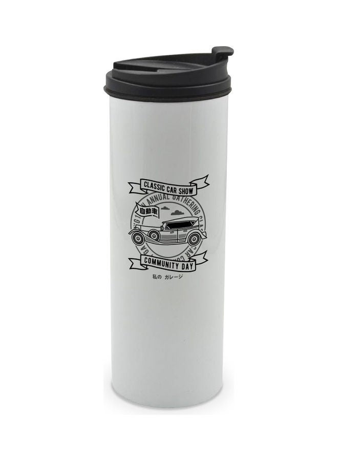 LIT Classic Car Show Printed Tumbler With Lid White/Black/Grey - Image 1