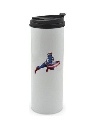 Retro Style Avengers Captain America Printed Tumbler With Lid Multicolour 400ml - v1629181840/N50185689A_1