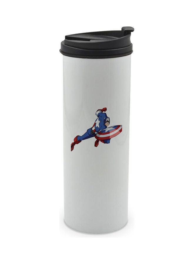 LIT Retro Style Avengers Captain America Printed Tumbler With Lid Multicolour 400ml  - Image 1