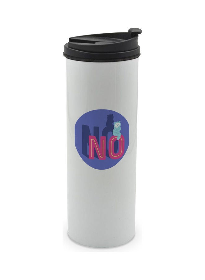 ليت كوب مزدوج الجدار مطبوع عليه كلمة "No" ويأتي مزود بغطاء متعدد الألوان 400ملليلتر - Image 1