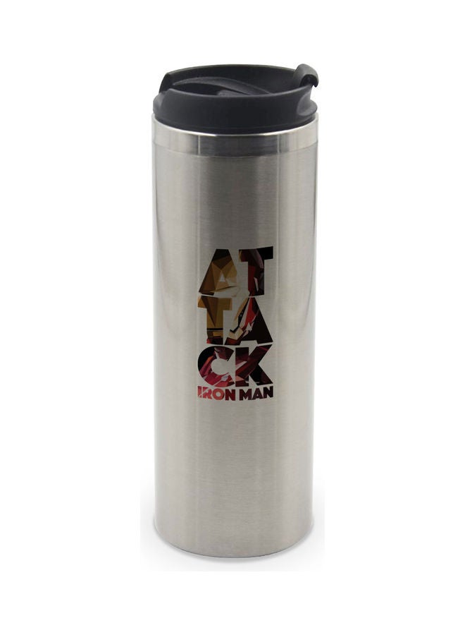 LIT Iron Man Attack Printed Double Wall Tumbler With Lid Multicolour 400ml  - Image 1