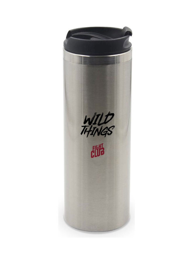 LIT Quote From Fight Club Wild Things Printed Tumbler With Lid Silver/Black/Red - Image 1