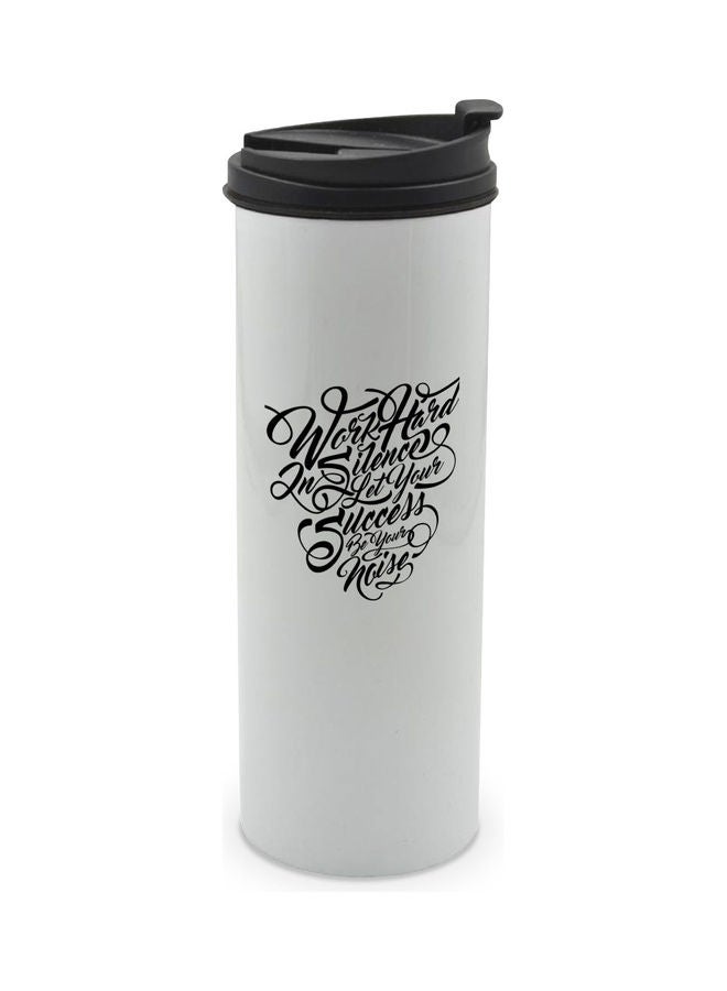 ليت كوب مزدوج الجدار مطبوع عليه اقتباس"Work Hard Silence" ويأتي مزود بغطاء متعدد الألوان 400ملليلتر - Image 1