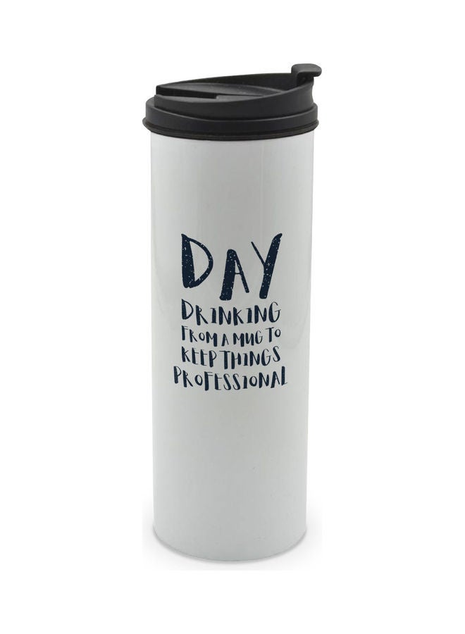 LIT - Drinking From The Mug To Keep It Professional Themed Tumbler With Lid White/Black/Blue - Image 1