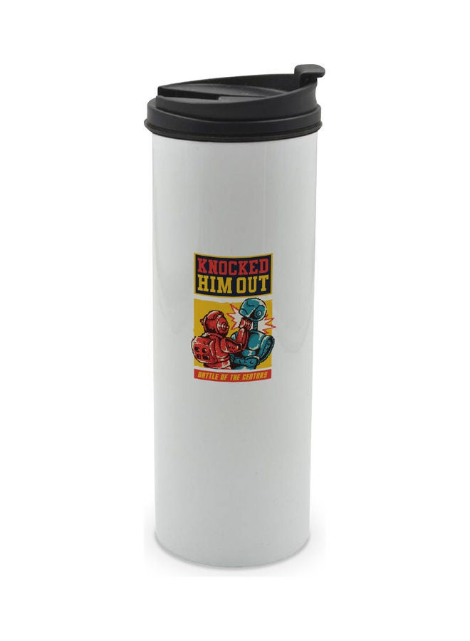 LIT Knock Out Design Printed Tumbler With Lid White/Black/Red - Image 1