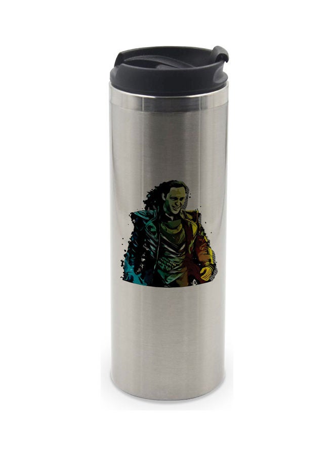 LIT Loki Laugh Printed Double Wall Tumbler With Lid multicolour 400ml  - Image 1
